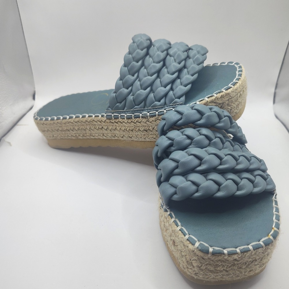 Matisse Beach Pacific Platform Sandals Size 7? Espadrille Blue Faux Leather